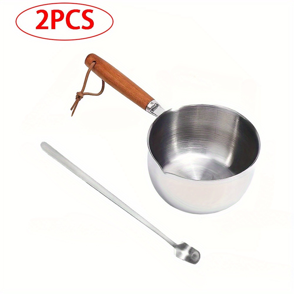 Candle Making Jars - 2PCS/SET Wood Handle Wax Melting Pot