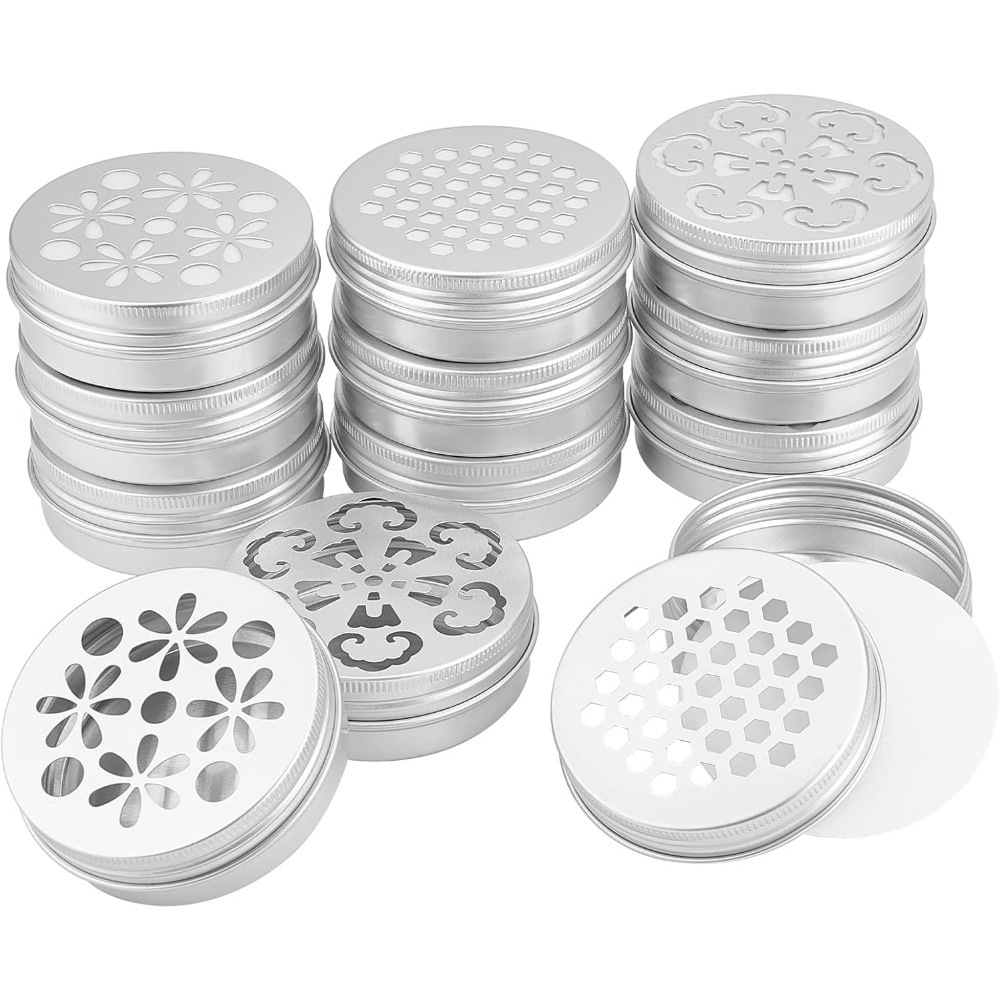 Tin Container Lid - 2 Ounce Aluminium Tins 12pcs 3Styles