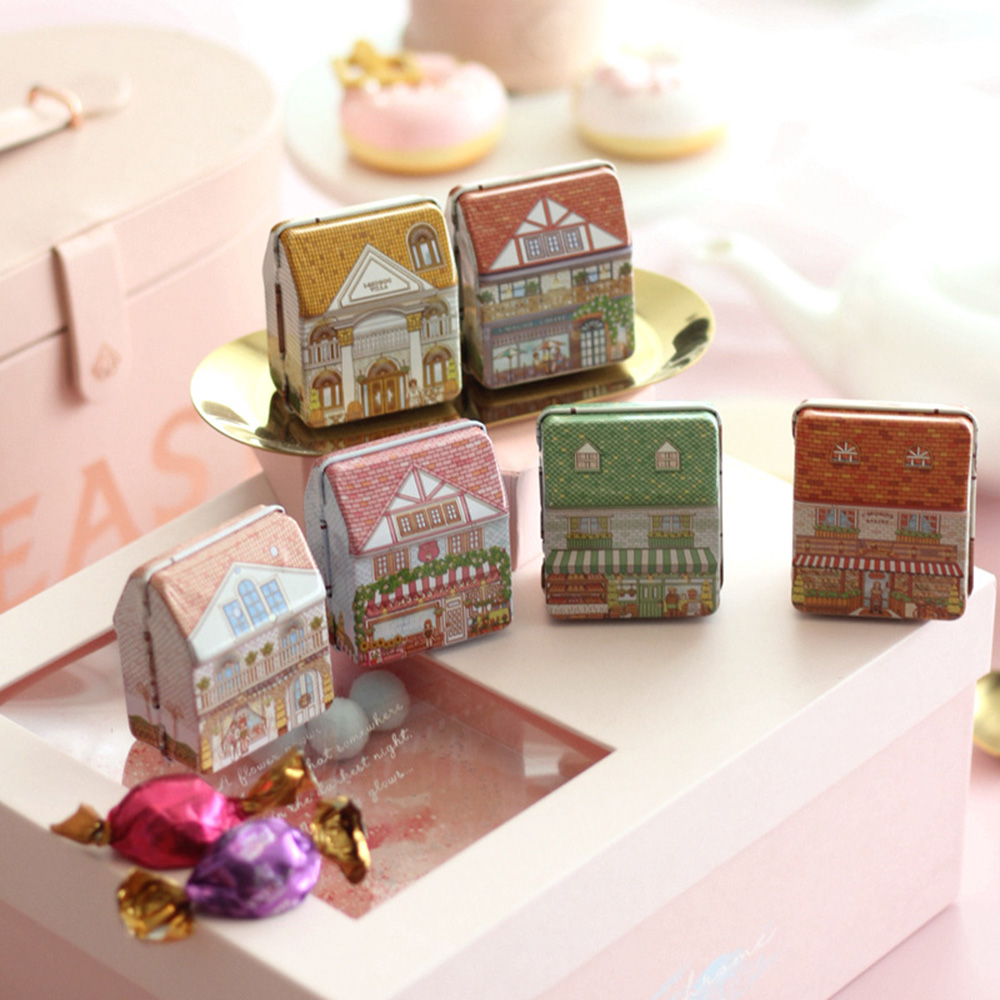 6Pcs Mini House Shaped Tin Box - Tin Container Lid review and price