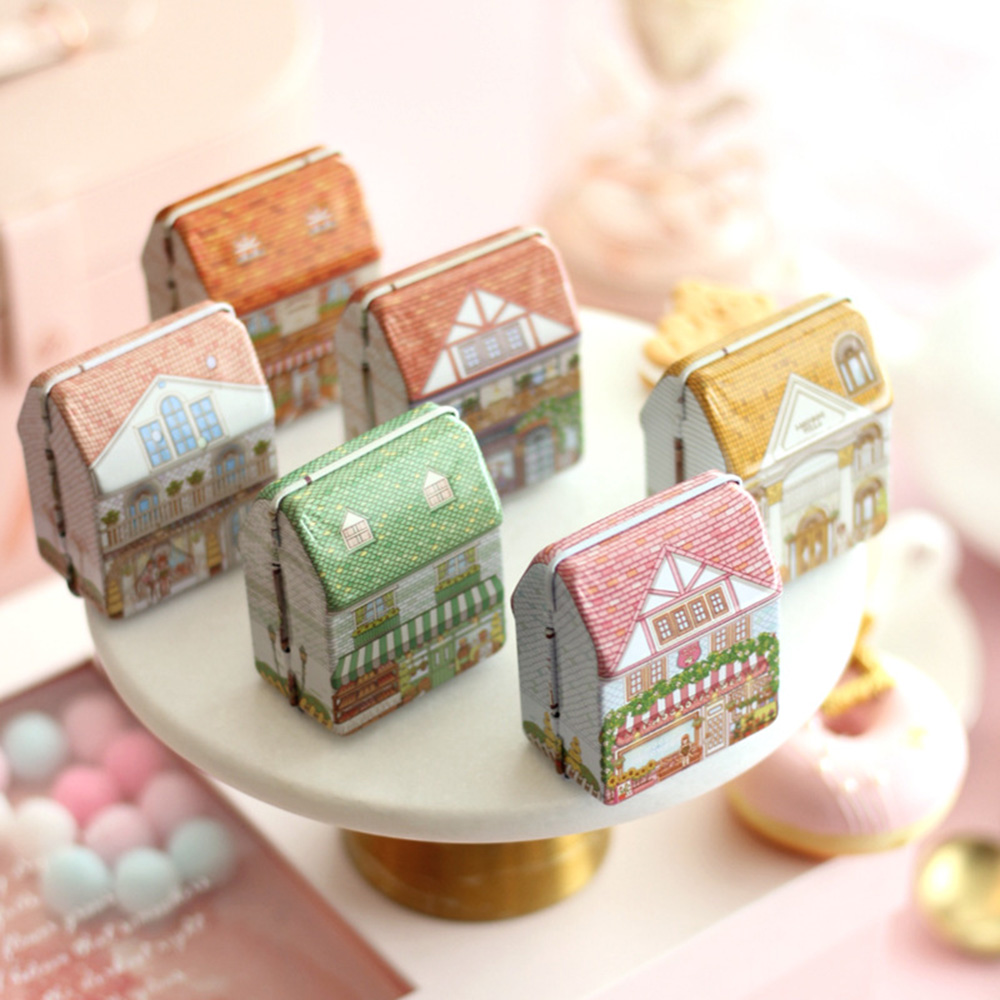 6Pcs Mini House Shaped Tin Box - Tin Container Lid review and price