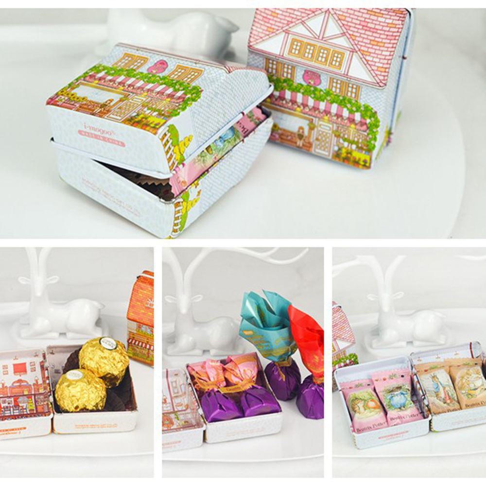 6Pcs Mini House Shaped Tin Box - Tin Container Lid review and price