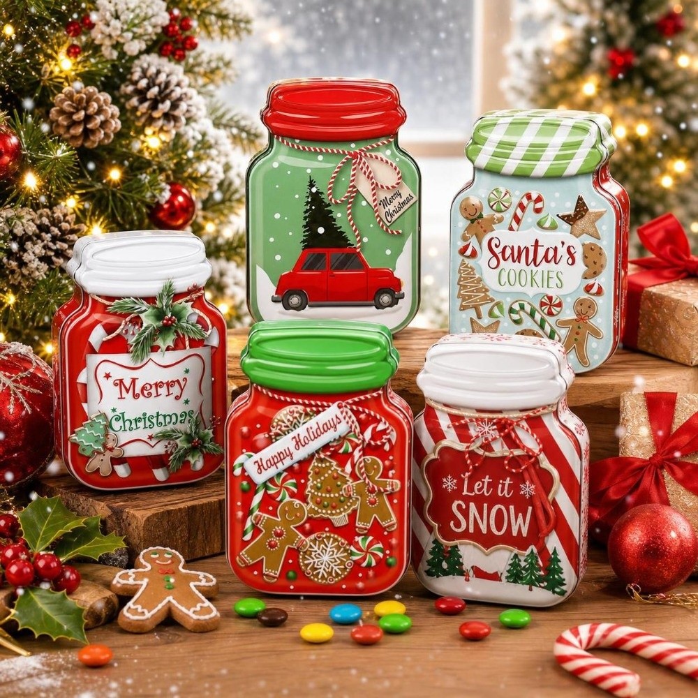 Metal Christmas Tin Box with L - Tin Container Lid review and price