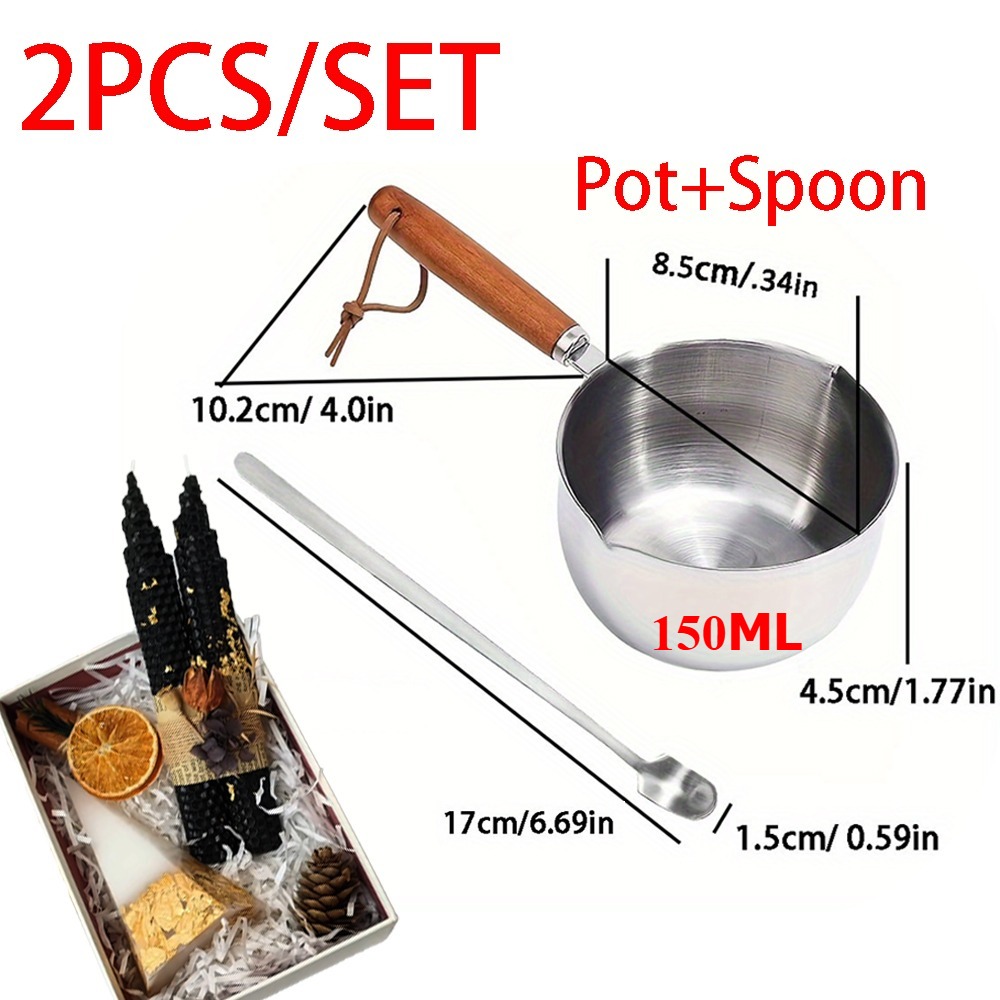 2PCS/SET Wood Handle Wax Melti - Candle Making Jars review and price